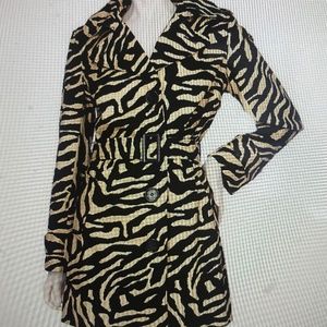 Dennis Basso Zebra Print Trench Jacket - Size 3X
